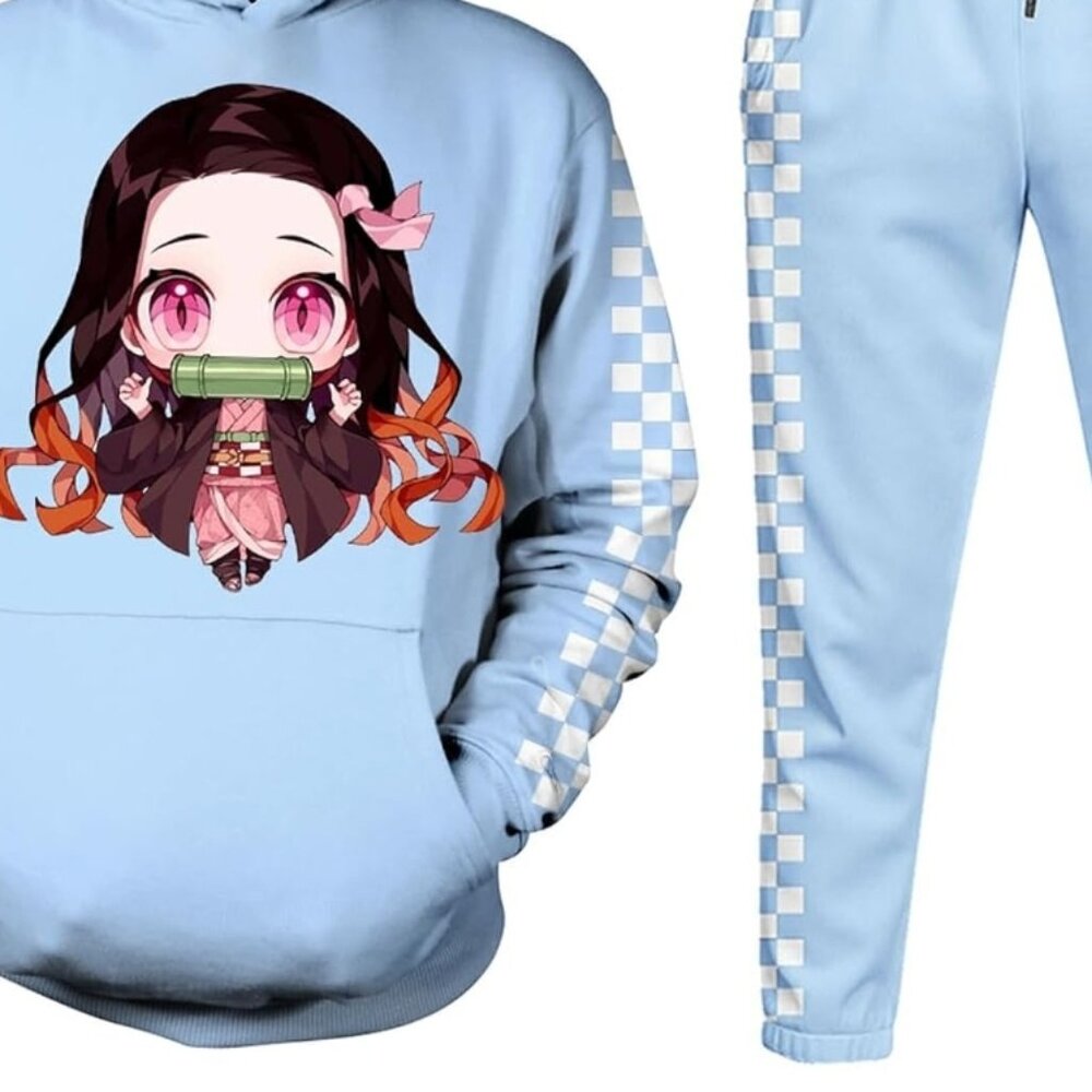 Kids Anime  Demon Slayer Tamado Nezuko Pullover hoodie active Lounge Sets
